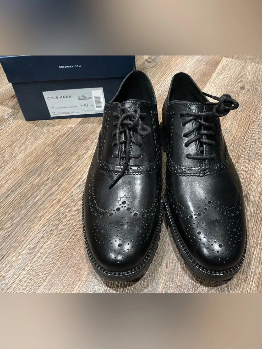 NWB Cole Haan Zerogrand Wing OX Leather Oxford Black Shoes C20719 - Men's Sz 10